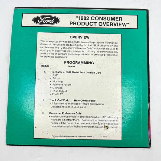 1982 Ford Promo Laserdisc Laser Disc Consumer Product Overview Mustang LTD TA3