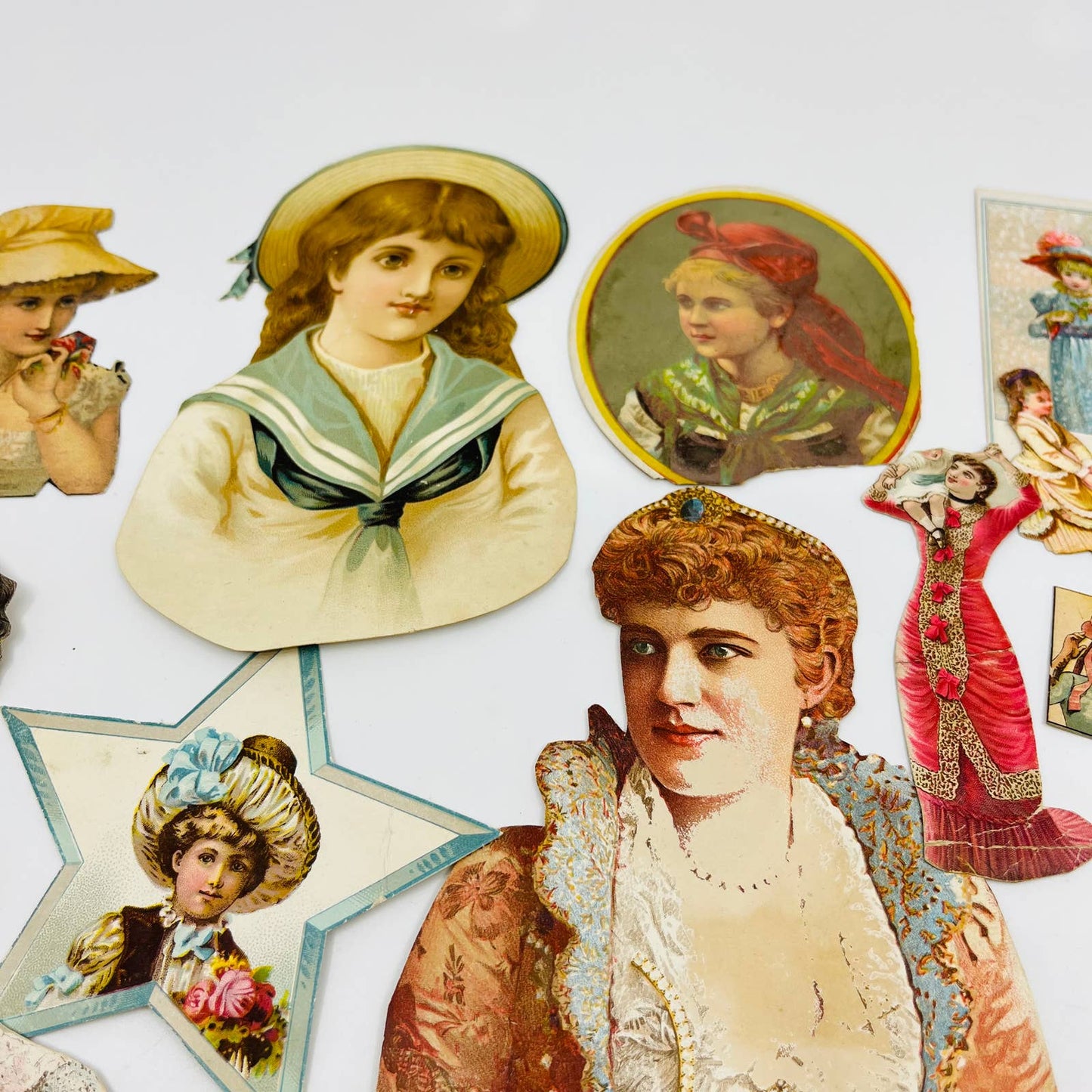 1880s Huge Lot Victorian Cut Out Scrap Fancy Ladies Women Dresses Hats EA2