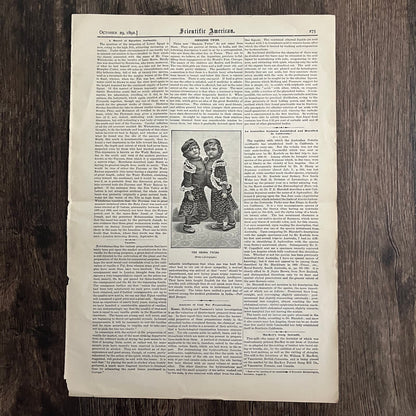 The Orissa Conjoined Twins Engraving & Article 1892 Scientific American D8-2