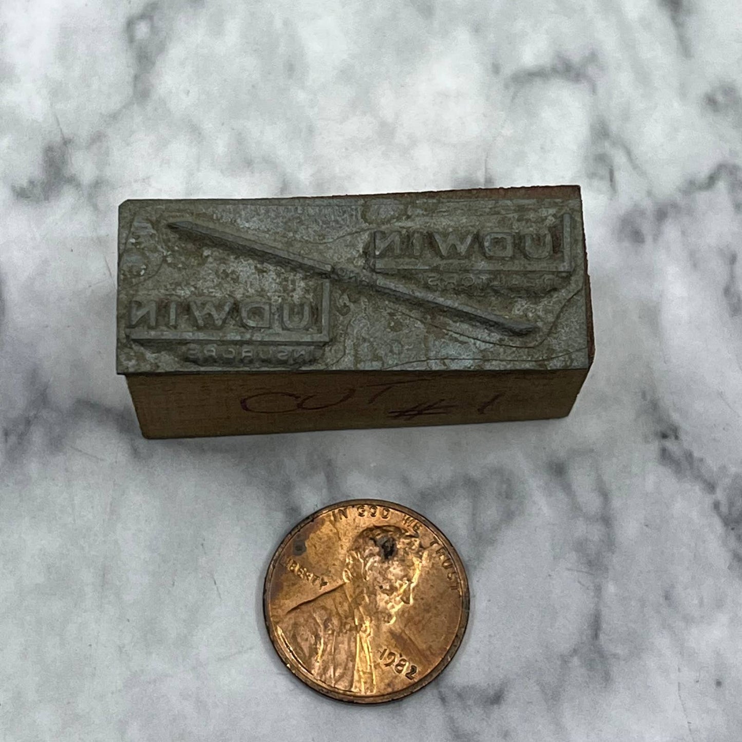 Vintage Printing Letterpress Printers Block Plate Ludwin Realtors/Insurors TJ51