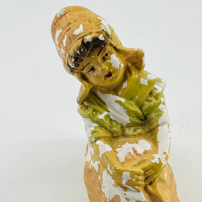 Vintage Antique Sitting Little Dutch Girl Carnival Chalkware 4” Figurine TC5