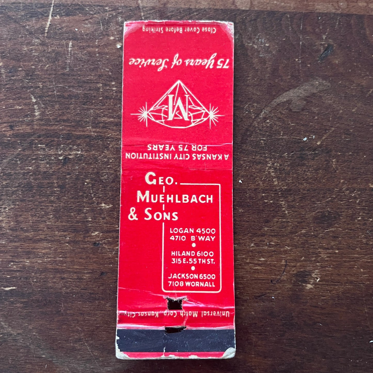Geo. Muehlbach & Sons Grocers Kansas City MO Advertising Matchbook Cover MM9-1