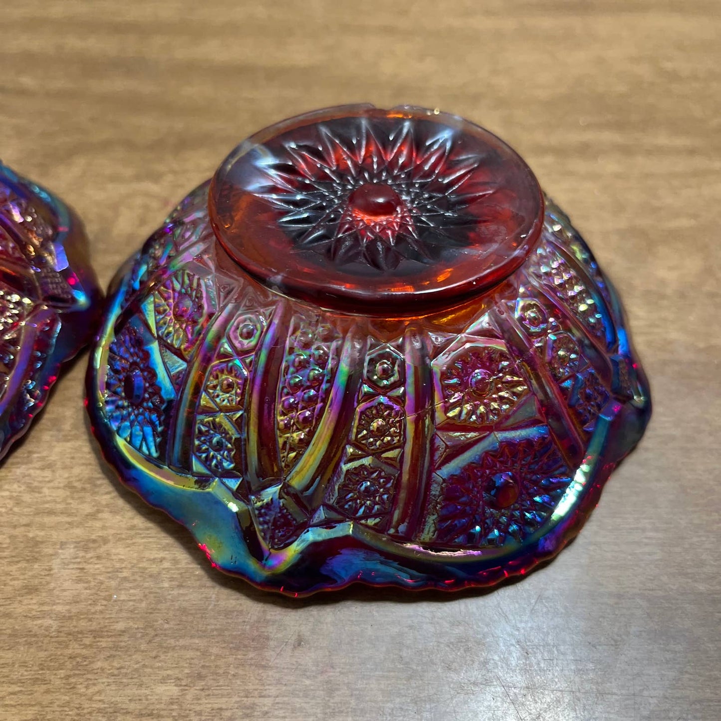 Vintage Carnival Glass Sunset Candle Holders - Set of 2 - 4.5” TB2