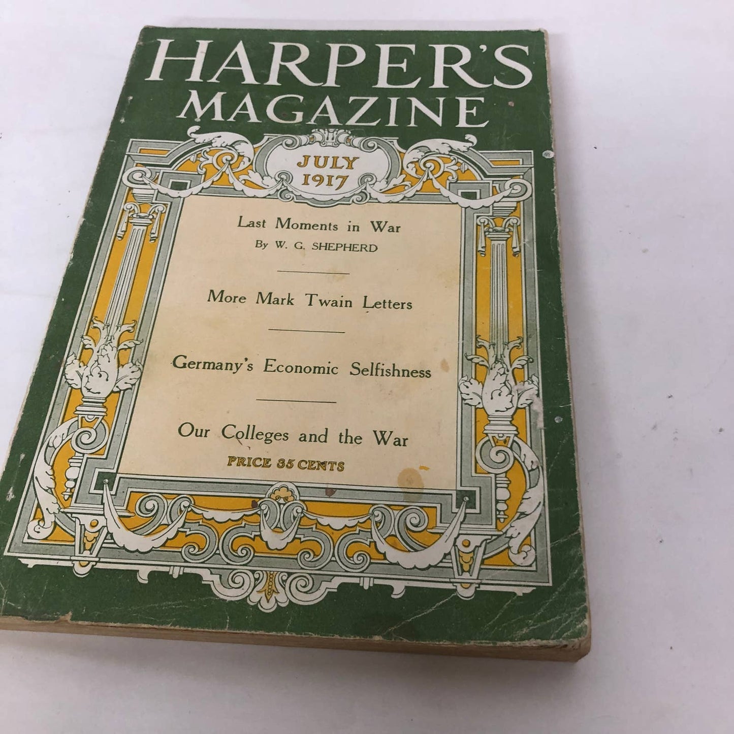 Harpers Monthly Magazine July 1917 Mark Twain Letters WWI Many Ads