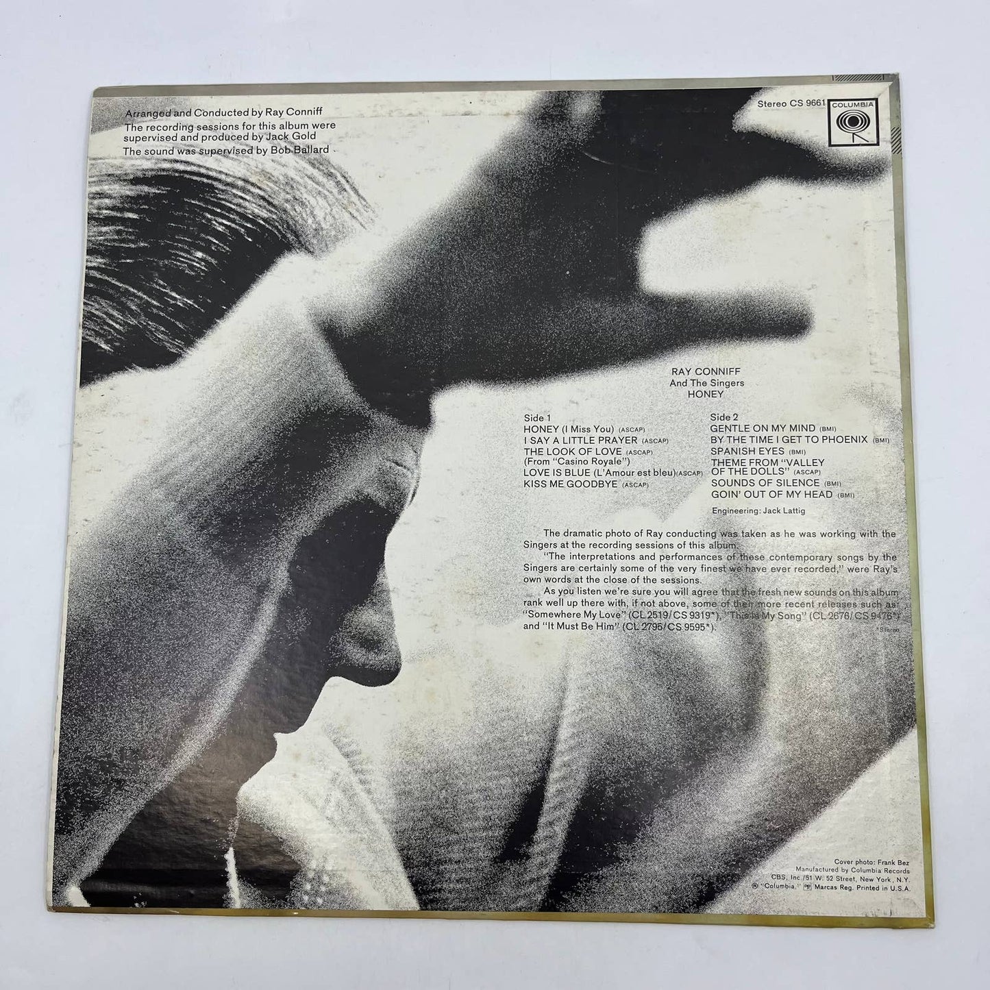 Ray Conniff and the Singers Honey Vinyl Record Autographed Authenticated TH3