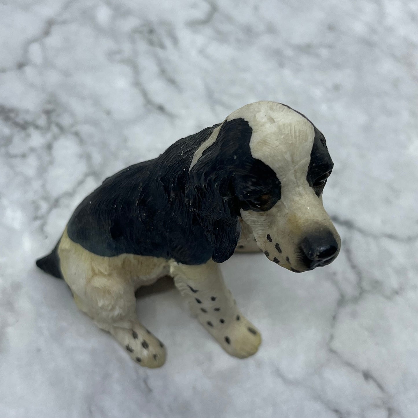 Vintage Hand Painted Cast Resin Springer Cocker Spaniel Dog Figurine 3” TK3