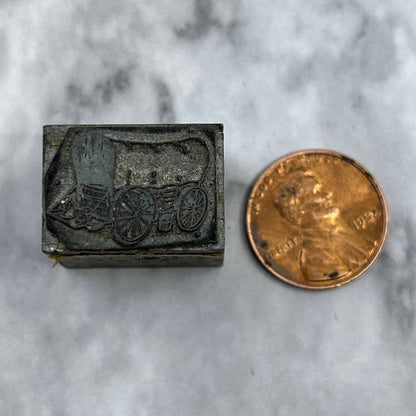 Vintage Printing Letterpress Printers Block Plate Covered Wagon SE821
