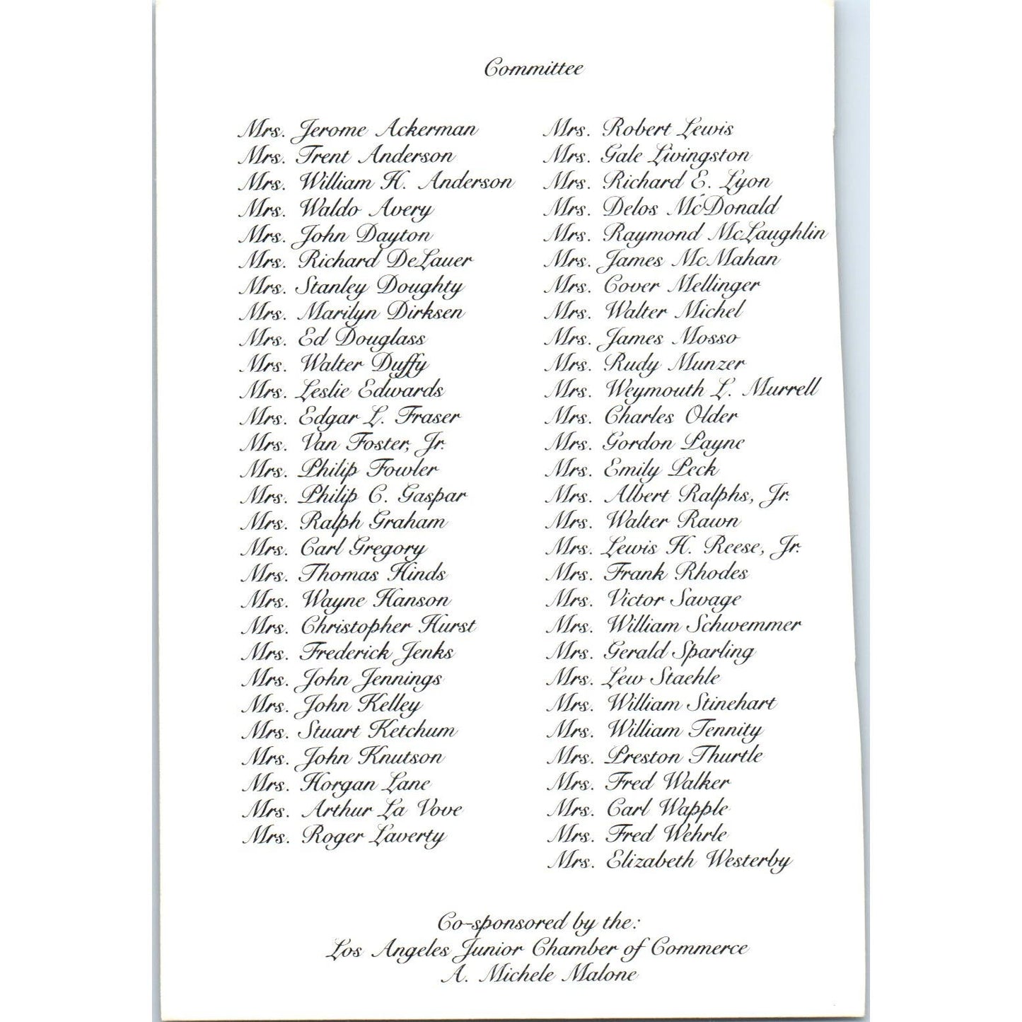 Doll House Committee Los Angeles Chamber of Commerce Michele Malone Postcard PB9