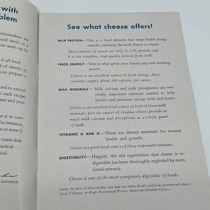 1943 WWII Era Kraft Advertising "Cheese Recipes for Wartime Meals" TG6