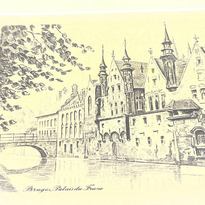 Framed Print Sketch Facade of Palais du Franc, Brugse Vrije, Bruges, Belgium TG6