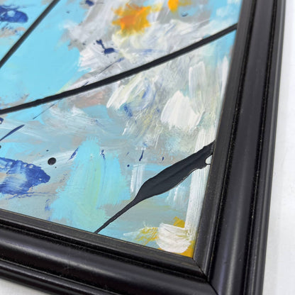 Framed Original Abstract Art Painting "Picture Window" Acrylic on Glass 9x11 TI5