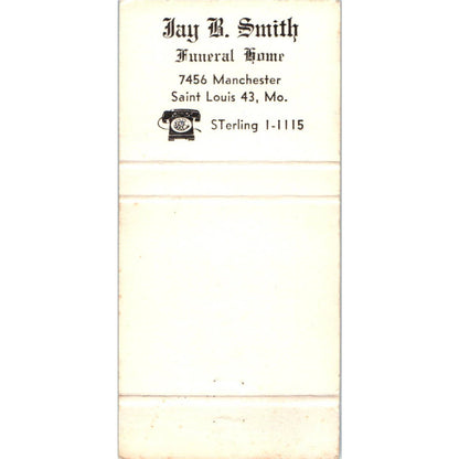 Jay B. Smith Funeral Home St Louis MO Advertising Matchbook Cover MM9-7