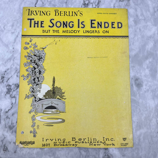 Irving Berlin 1927 The Song is Ended But The Melody Lingers On Sheet Music TJ4
