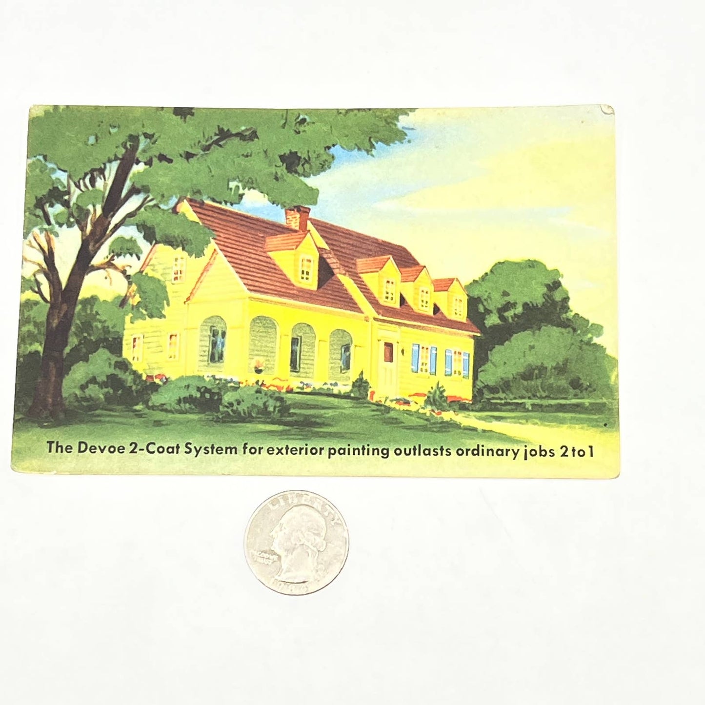 1950s Devoe 2-Coat System Exterior House Paint Ad Post Card AB6