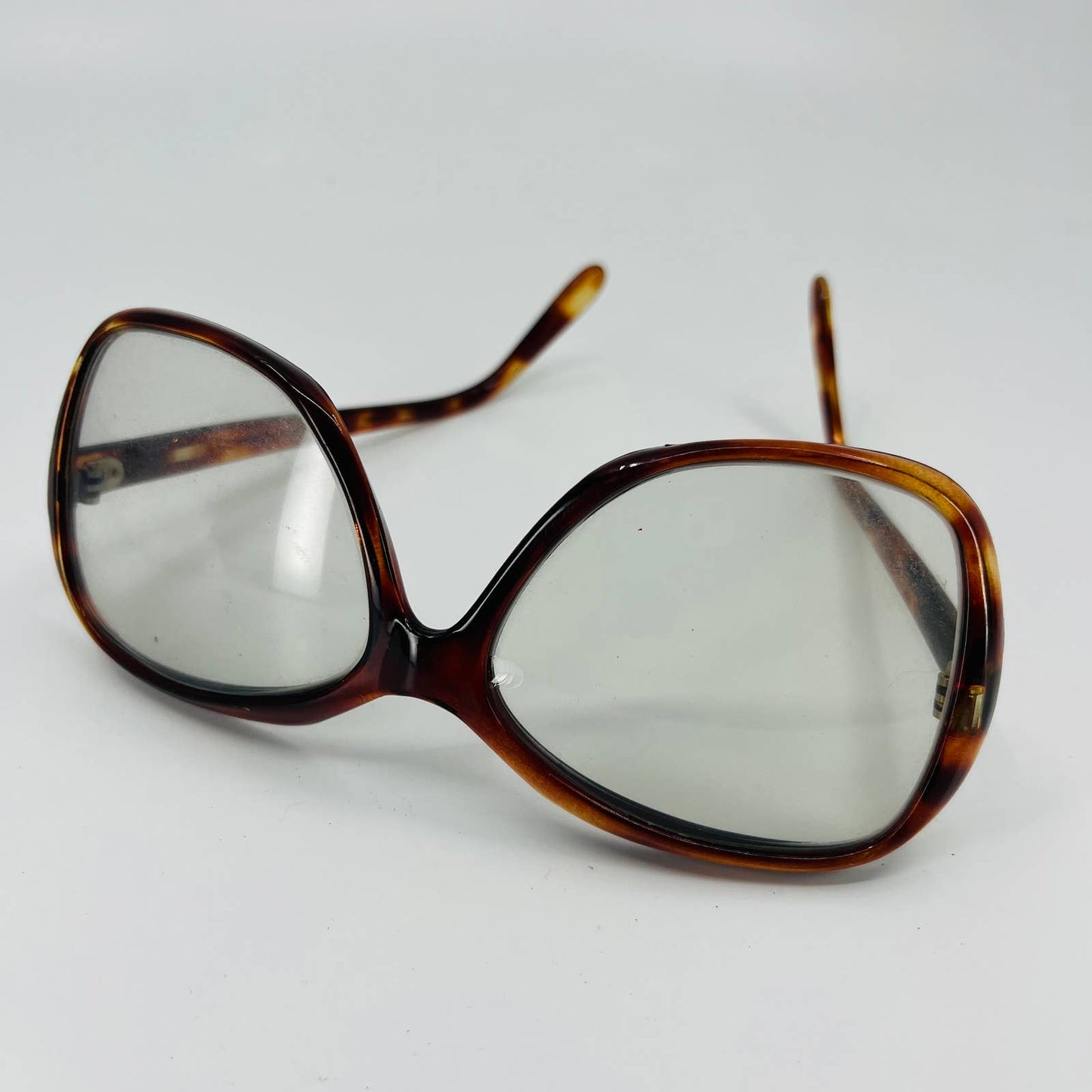 Vintage 1970s Thick Plastic Tortoise Shell Style Woman’s Eyeglasses France