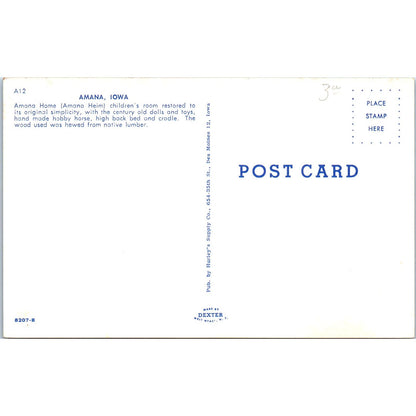 Children's Room Museum of Amana History Dolls Amana IA Original Postcard PB6