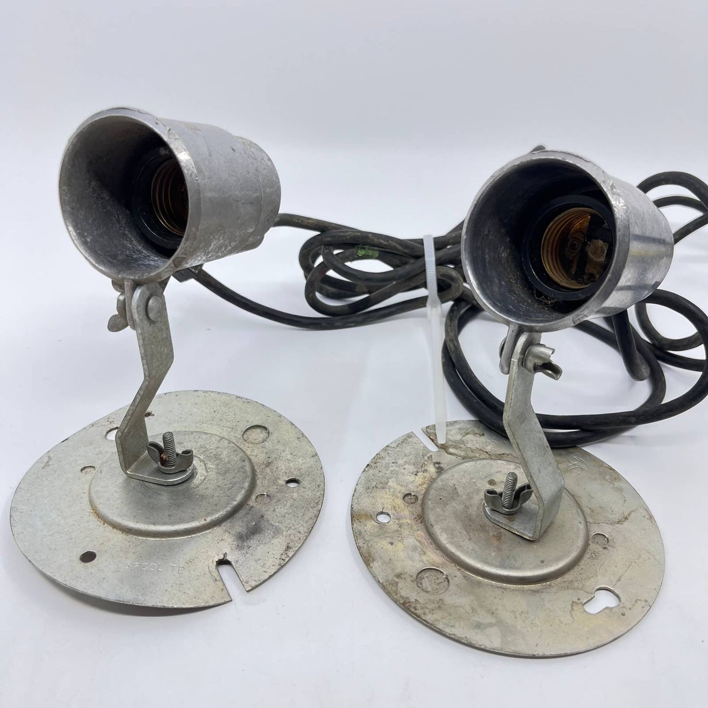 Vintage Afcolite Weatherproof Utility-lite Light Set of 2 Tested WORKING TE7