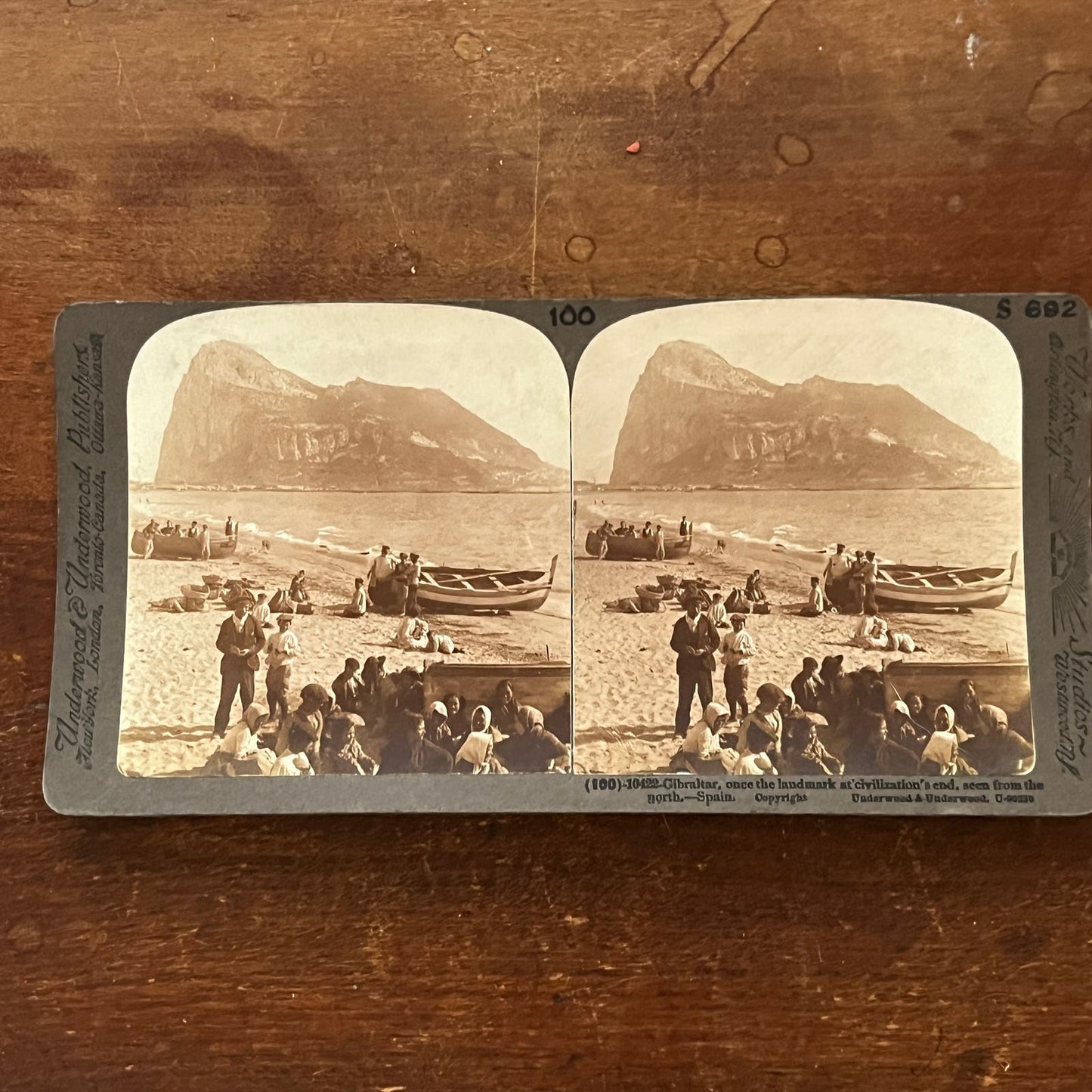 Gibraltar Seen From North Spain Antique Stereoview Card TJ9-V1