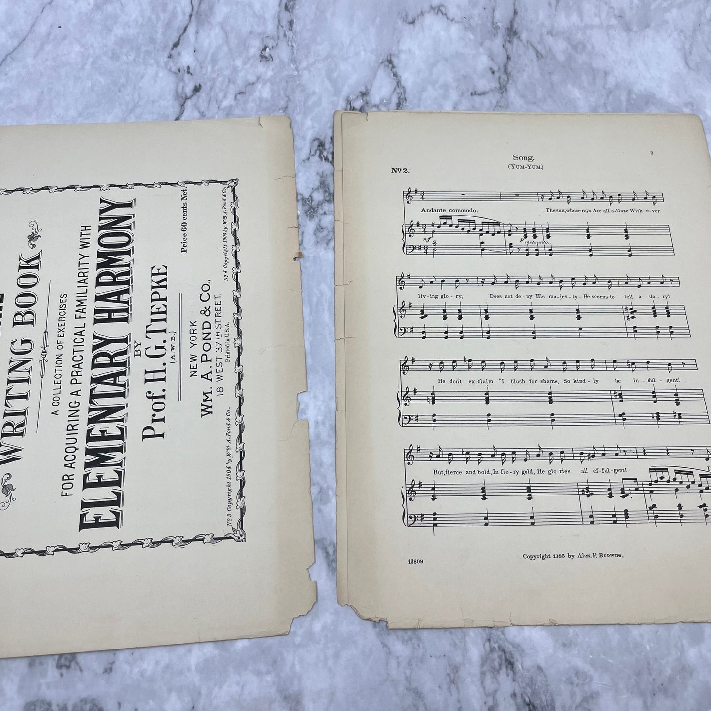 1885 Wm A Pond Sheet Music Yum-Yum Alex P. Brown Mikado Selections V41-2