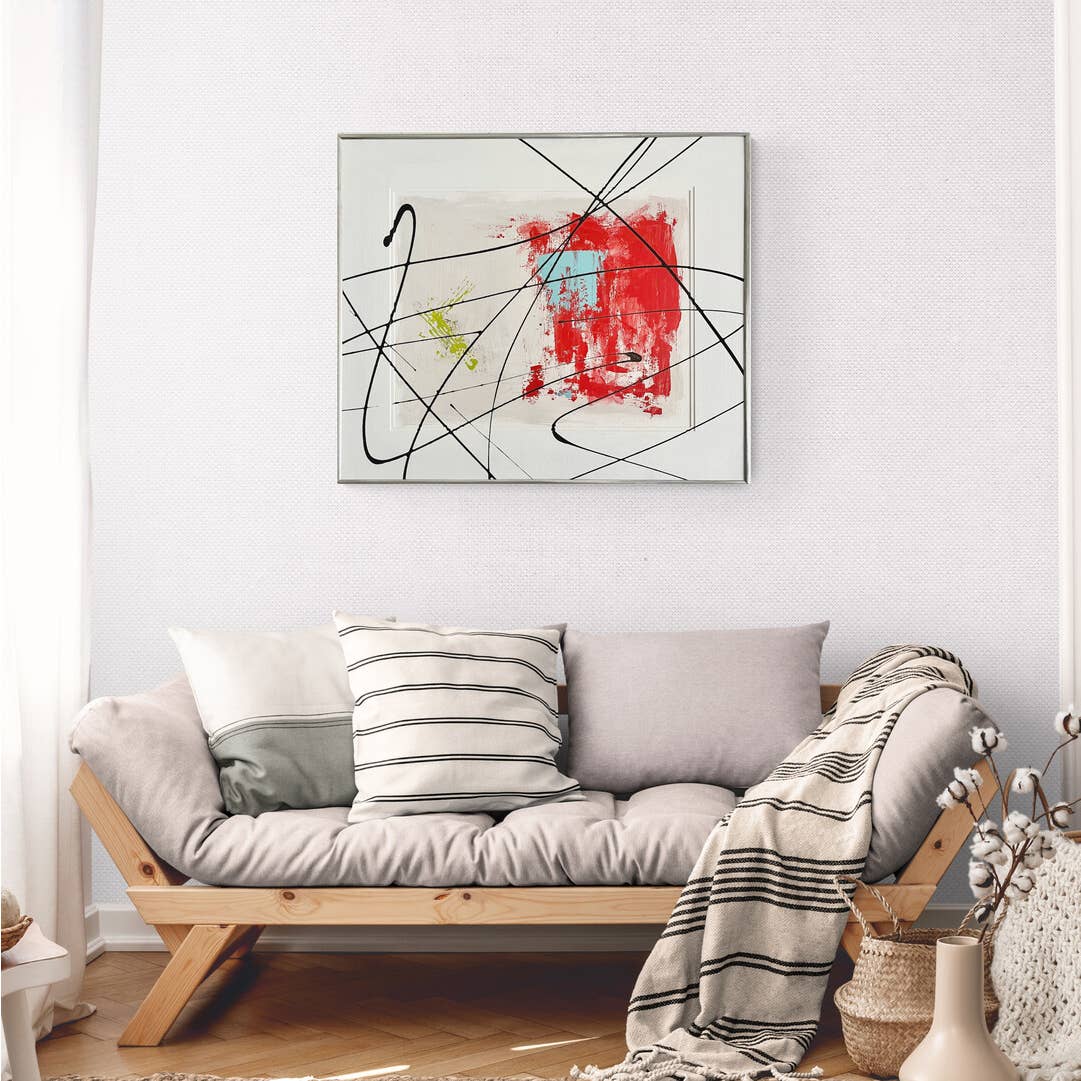 Original Framed Mixed Media Abstract Art Painting 23x27" The Smoking Man w/ COA