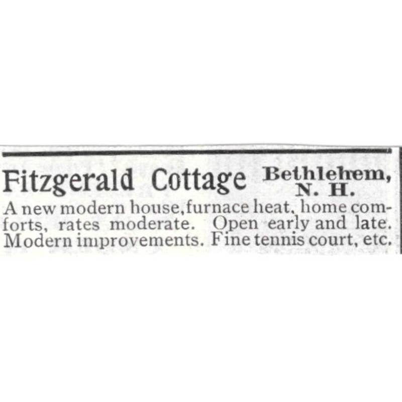 Fitzgerald Cottage Bethlehem NH - 1903 Original Ad TJ8-7-5