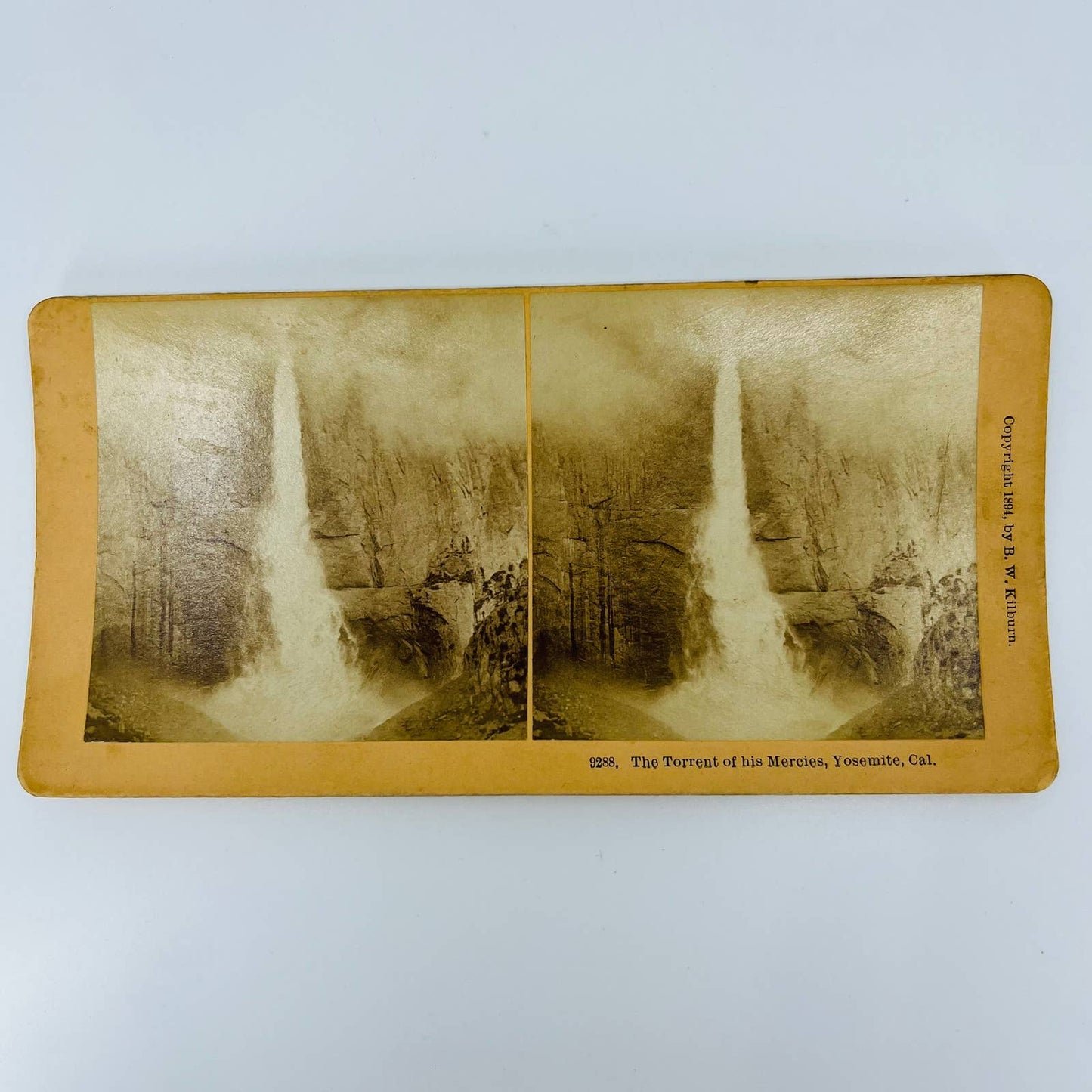 1894 Stereoview Hand Tinted The Torrent of His Mercies Waterfall Yosemite CA