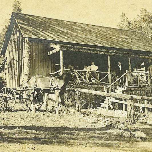 1908 Photograph NEW MEXICO Edwin Boyd Country Cabin Horse & Carriage C13