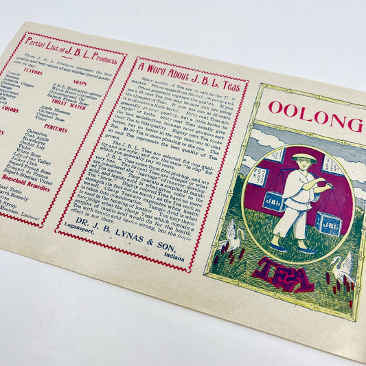 Original Unused J.B. LYNAS & SON Product Label Oolong Tea Logansport IN FL3