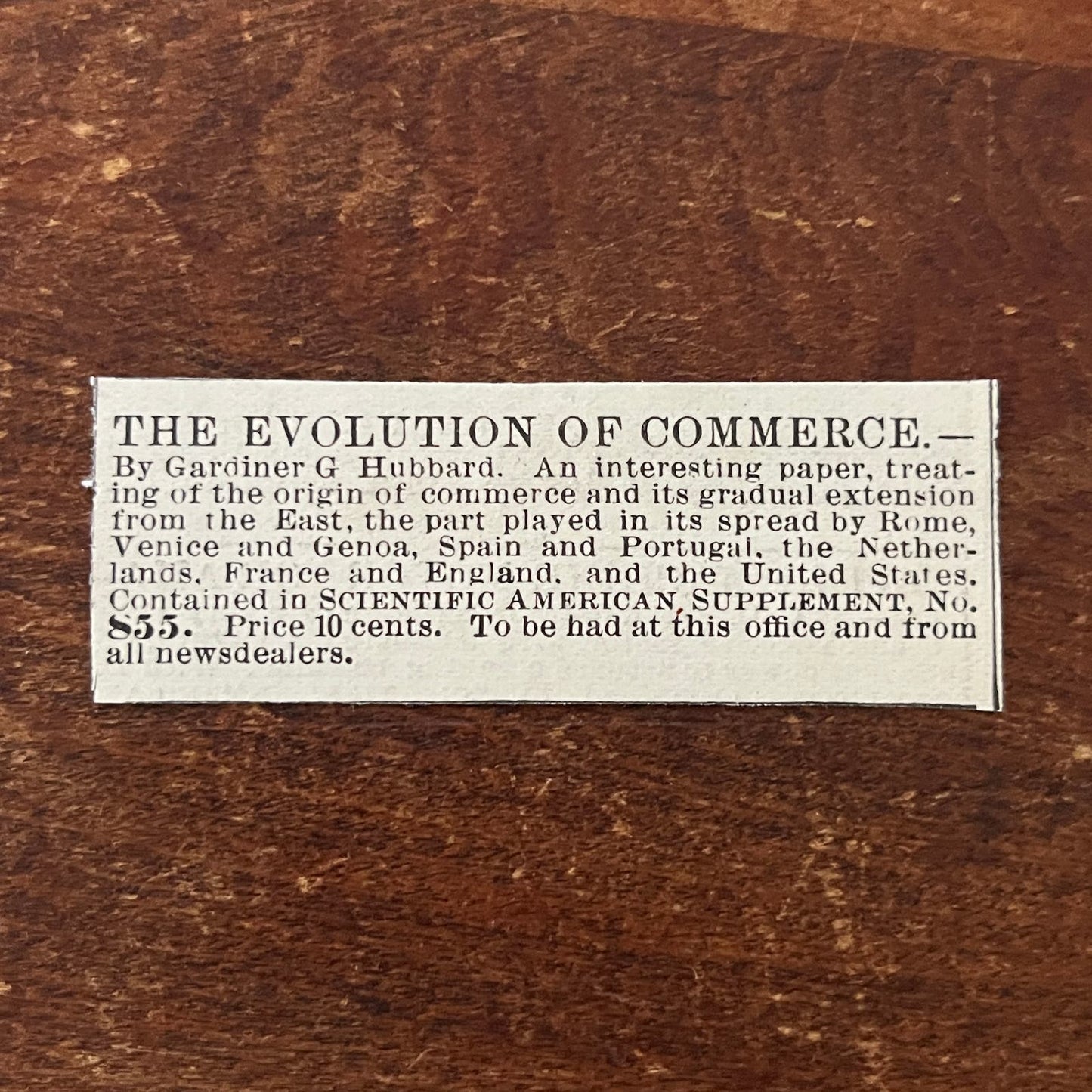 The Evolution of Commerce Gardiner G. Hubbard Original Advertisement AD8-P28