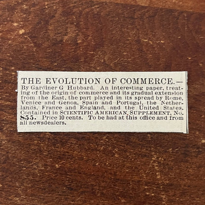 The Evolution of Commerce Gardiner G. Hubbard Original Advertisement AD8-P28
