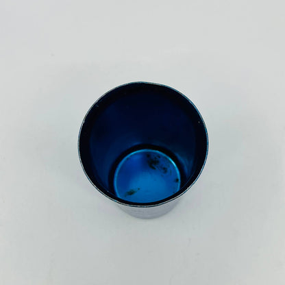 Vintage Sunburst Cobalt Blue Anodized Aluminum Tumbler Glass 5” TC2