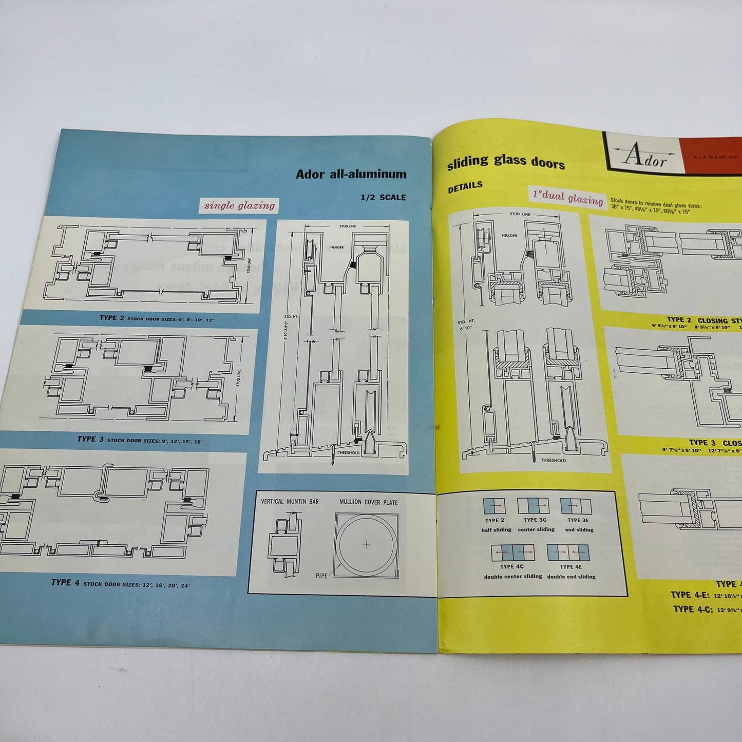 1950s Ador Aluminum Sliding Door Brochure Book & Details Fullerton CA AC8