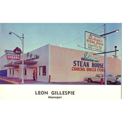 Vintage Business Card Leon Gillespie's Steak House & Empire Club El Paso TX SE5