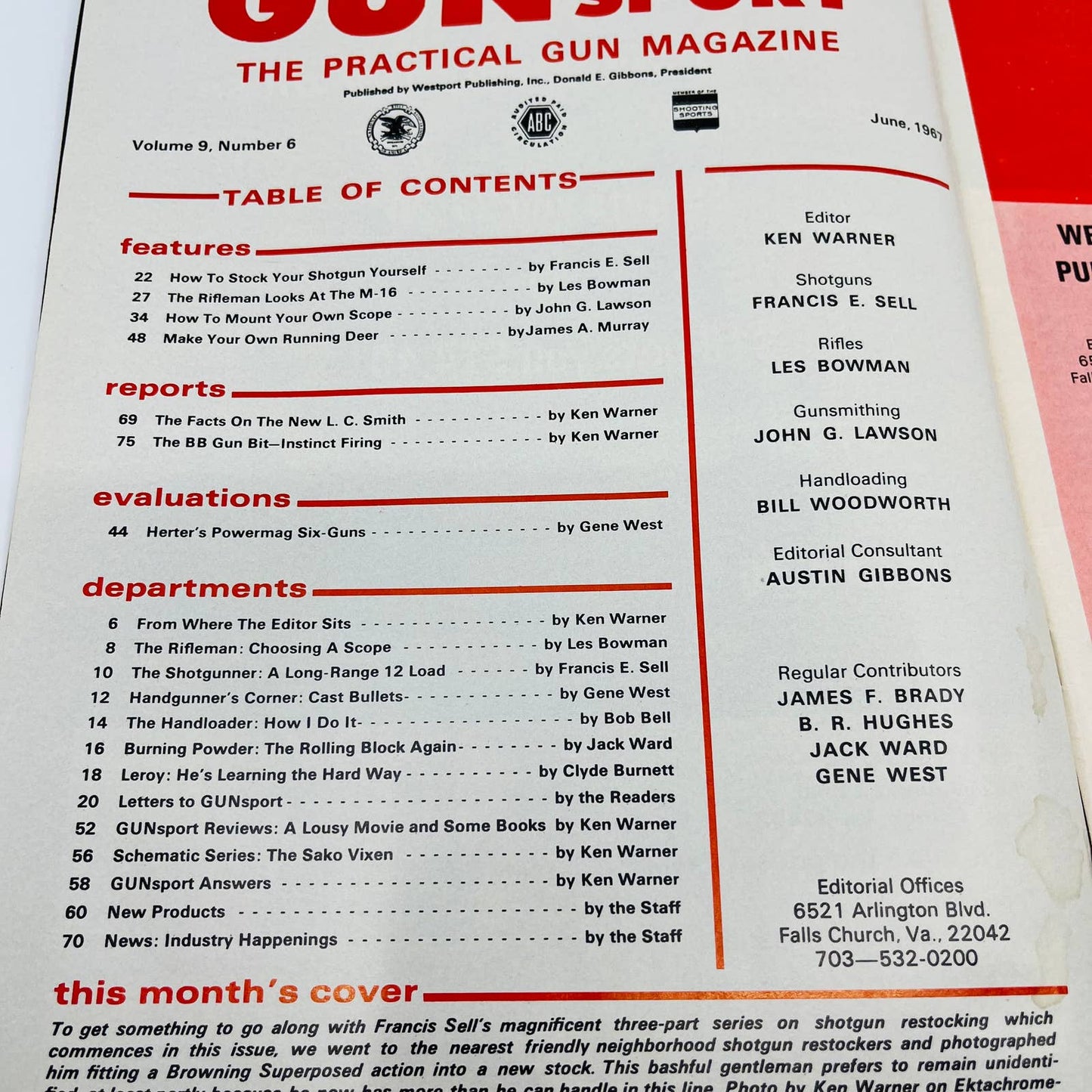 June 1967 Gunsport Magazine Rifleman Looks at M-16 Stock Your Own Shotgun TD6