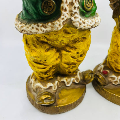 1966 Pair Of Hand Painted Circus Clowns Universal Statuary Kendrick 7 x 17” TB1