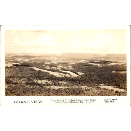 Antique Postcard View From S.S. Grand View Point Hotel Bedford PA TD8-P2