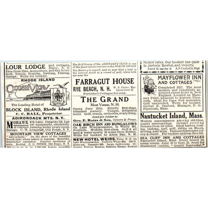 c1920 Harper's Ad - Hudson River Night Lines The Searchlight Route Steamers EA3