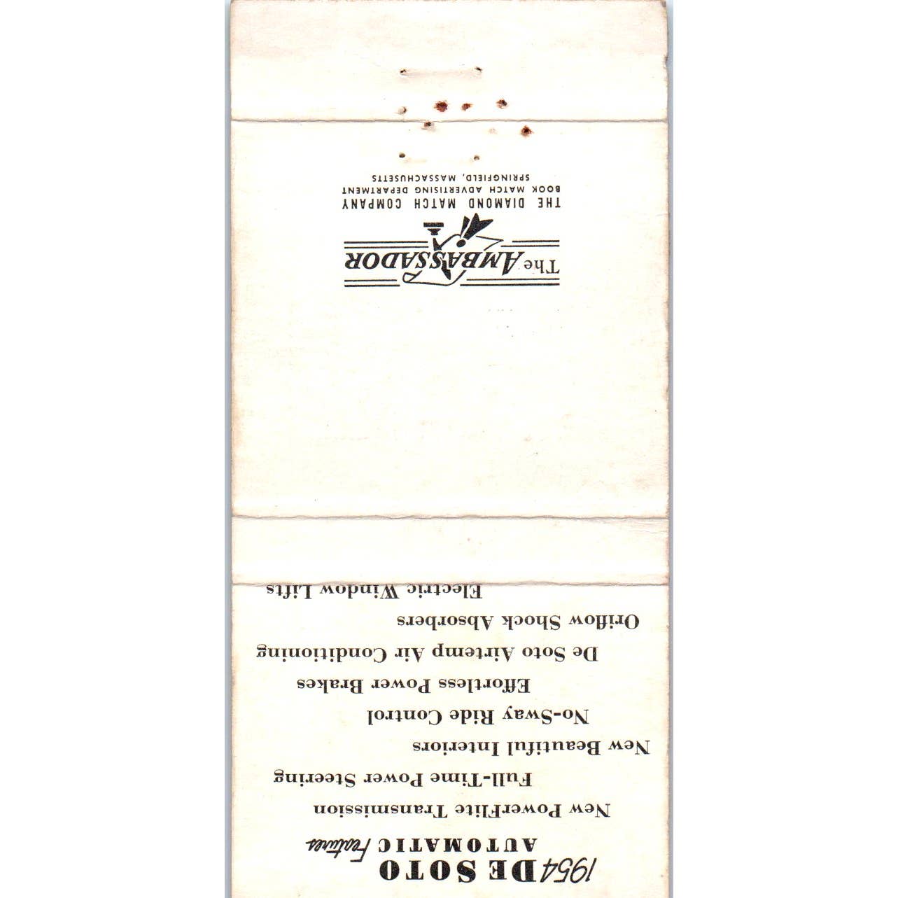 1954 DeSoto Automatic Fergus-Simpson Evanston IL Advertising Matchbook SA1-M10