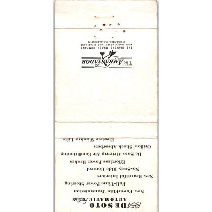 1954 DeSoto Automatic Fergus-Simpson Evanston IL Advertising Matchbook MM9-6