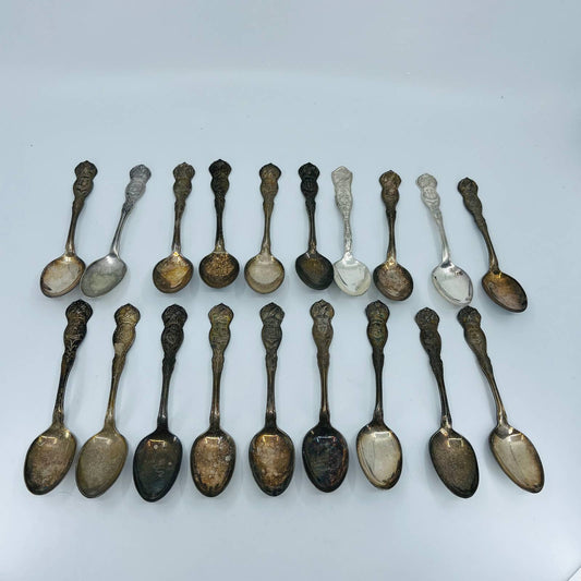 Antique WM Rogers State Souvenir Spoons Eagle Silver Plate Lot of 19 TD2