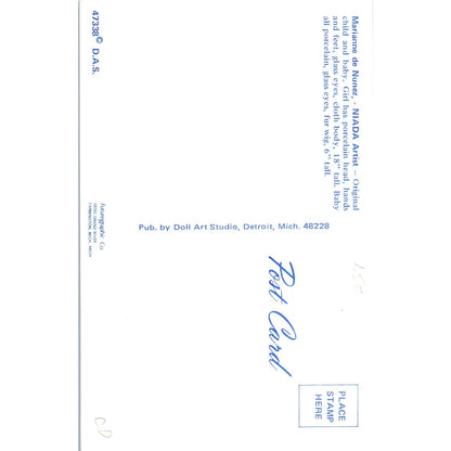 Marianne de Nunez NIADA Artist Child and Baby Doll Original Postcard PB7