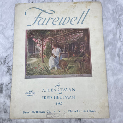 FAREWELL by A.H. Eastman & Fred Hellman 1917 LARGE FORMAT Sheet Music V41-2