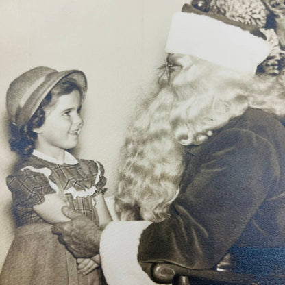 Vintage Mid Century Photograph Of Santa and Little Girl “Sandy” 5x7 on Paper AA4