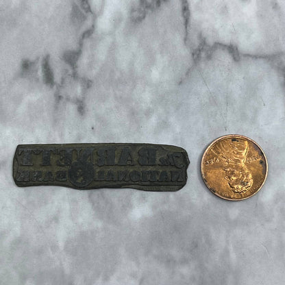 Vintage Letterpress Printers Block Plate The Barnett National Bank SE830