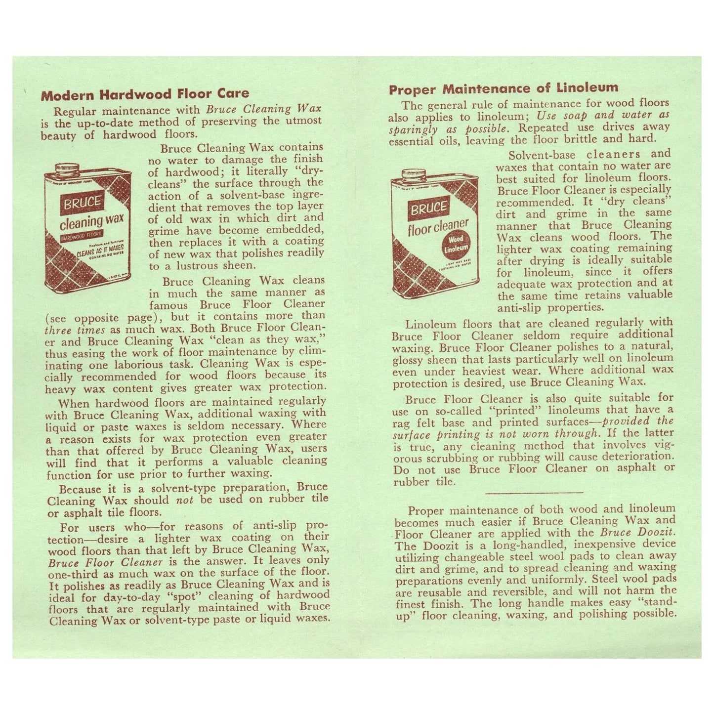 1950s MCM Advertising Brochure Bruce Hardwood Flooring Maintenance Tips SE4