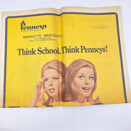 1969 Penney’s Back to School Bargain Days Sale Weekly Ad Marinette WI TF9