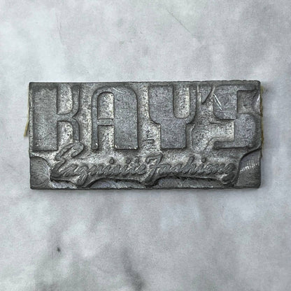Vintage Printing Letterpress Printers Block Plate Kay’s Exquisite Fashion TJ515