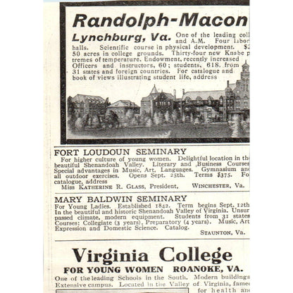 c1920 Harper's Ad - Staunton Military Academy for Manly Boys Col Wm G Kable EA3