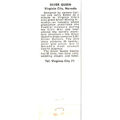 Silver Queen Virginia City NV Advertising Matchbook Cover MM9-8