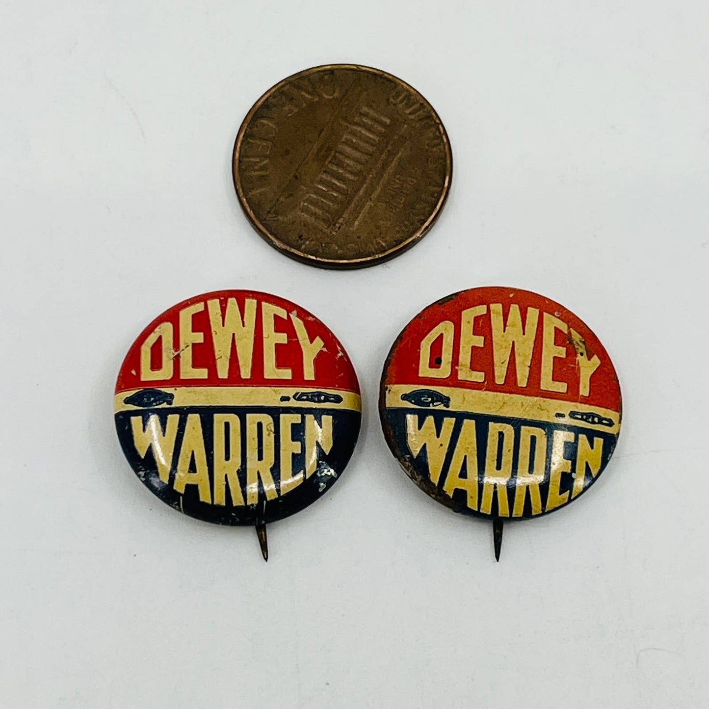 1948 DEWEY/WARREN Litho Pinback Button Presidential Campaign Pin Set of 2 TB9